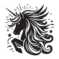 Fototapeta premium Unicorn silhouette vector set