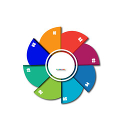 Colorful 8-Step Circular Flower Infographic Template for Business and Marketing-vector