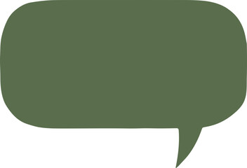 A simple green speech bubble with rounded corners and a tail, designed for use in chat interfaces, comics, or communication-themed graphics.