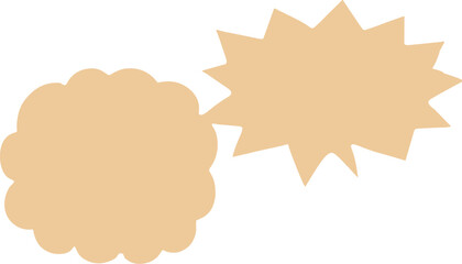 Two beige comic-style speech bubbles, one cloud-shaped and one starburst-shaped, ideal for retro pop art designs, dialogue boxes, or creative text highlights