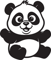 Obraz premium Baby panda bold line art silhouette isolated on white background