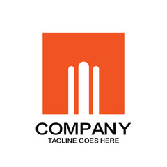 Abstract Letter M Logo Design Template, Modern Square Symbol for Corporate Business, Real Estate, or Finance Company Icon.