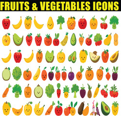 Fruits & Vegetables icons ,set of fruits and vegetables ,perfect pixel 