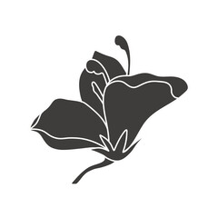 Black silhouette of a flower. Simple vector illustration