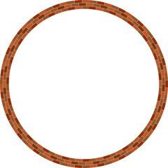 Circle frame brickwork brown border picture frame vintage retro antique handcraft framework architecture decorative element isolated background 