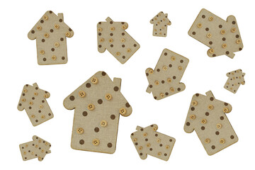 decorative wooden houses on a white background. wooden toys. housing and construction concept
