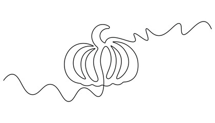 Pumpkin Single Line Art Vector  Minimalist Continuous Line Pumpkin Drawing Design.