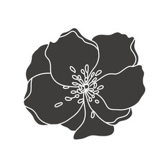 Black silhouette of a flower. Simple vector illustration