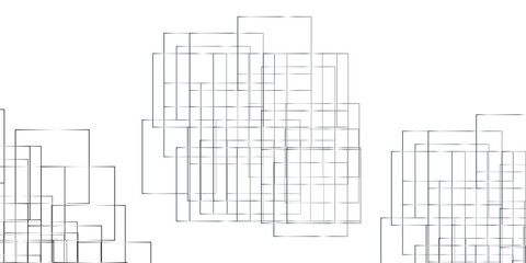 Abstract white background design with layers of textured white transparent material in triangle and squares shapes. Black and white abstract painting with many squares and rectangles.