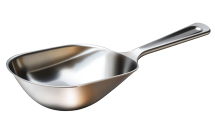 Empty metal scoop isolated on transparent background