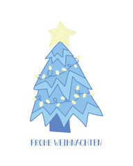 German text: Merry Christmas. Perfect design for greeting cards, posters and social media. German Lettering. Frohe Weihnachten.
