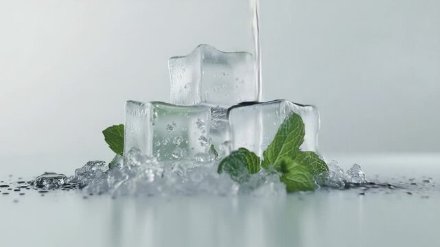 Video clip A stack of ice cubes sitting on a flat surface