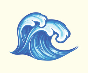 high Water Wave hand drawing vintage illustration design