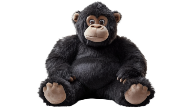 Gorilla teddy bear isolated on transparent background