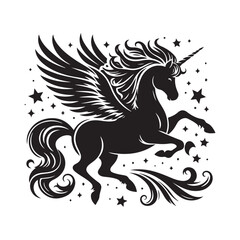 Unicorn silhouette vector set