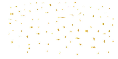 Fototapeta premium celebratory display of golden confetti and streamers falling against a white background backdrop perfect for adding a celebratory touch to any design or project. 