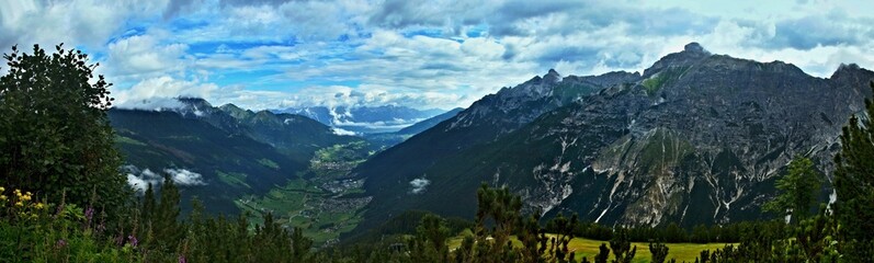 Austrian Alps - panoramic view of the Stubai Valley from the Elferhütte