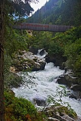 Austrian Alps - view of the brook Langentalbach near Langetaler Waterfall in Stubai Alps