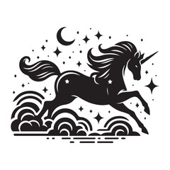 Unicorn silhouette vector set