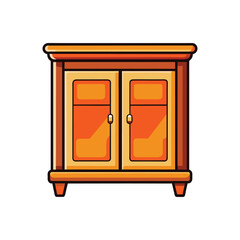 Minimal wooden cabinet vector illustration, modern furniture design with drawers and handles, isolated on clean white background, perfect for home interior, office, and furniture catalog use
