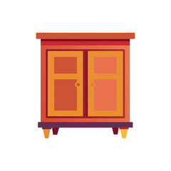 Minimal wooden cabinet vector illustration, modern furniture design with drawers and handles, isolated on clean white background, perfect for home interior, office, and furniture catalog use
