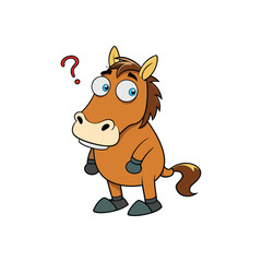 Horse Confused Cartoon Vector Illustration