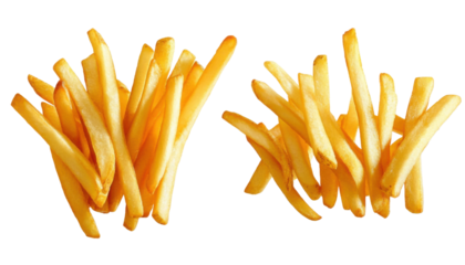 French fries isolated on transparent background. Fast food.