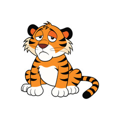 Tiger Tired Cartoon Vector Illustration