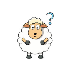 Sheep Confused Cartoon Vector Illustration