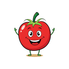Tomato Happy Cartoon Character Vector Illustration