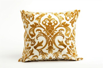 Luxury Golden Damask Accent Pillow for Elegant Home Decor Cushion with on transparent background