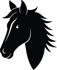 Black horse head silhouette vector illustration, a wild animal symbol for a tattoo or logo design