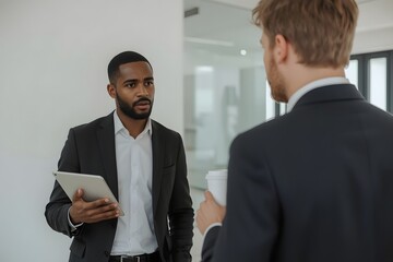 Two Businessmen Having Discussion in Modern Office