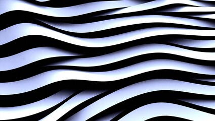 Abstract Black and White Wavy Stripes Background.
