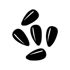 Monochrome vector image of five sunflower seeds scattered on a surface
