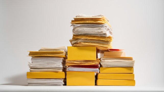 Stacks of overflowing paperwork representing bureaucracy and overload