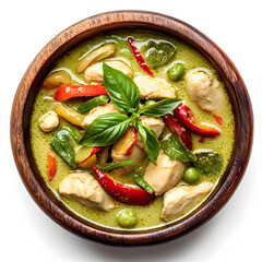 Delicious Thai Green Curry with Chicken, Herbs and Vegetables for Culinary Inspiration