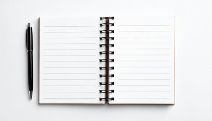 Open spiral-bound notebook with blank lined pages on a white surface—minimalist, clean, and ready for writing or planning.