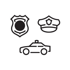 Classic Police Badge or Shield Set Vector Illustration