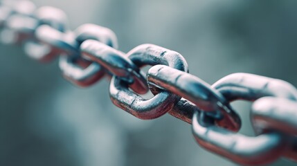 Metal chain connecting links representing strength and unity