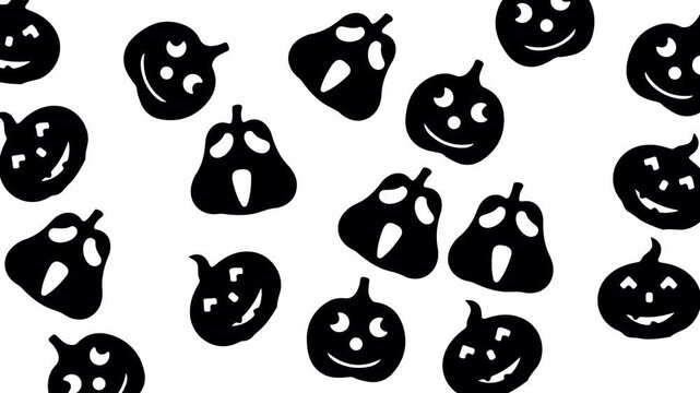 Playful pumpkin doodle pattern flows like whimsical ink across endless canvas - ideal for festive wallpapers, fall animation loops, cozy textile backgrounds and graphic design visuals