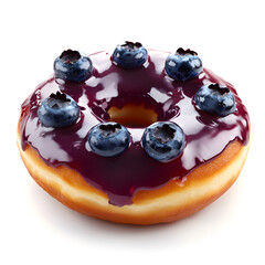 Delicious Freshly Baked Blueberry Donut with Glossy Finish for Bakery Cuisine Ad Campaigns