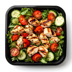 Fresh Grilled Chicken Salad with Tomatoes and Cucumbers