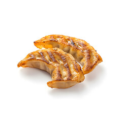 Delicious Grilled Japanese Gyoza Dumpling Isolated on White Background