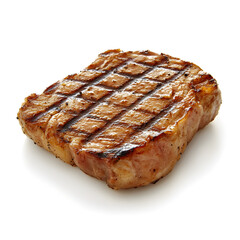 Juicy Grilled Pork Steak on White Background for Culinary Concepts