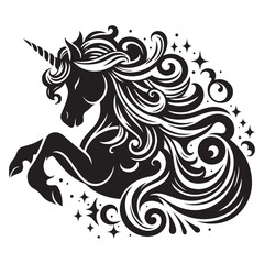 Unicorn silhouette vector set