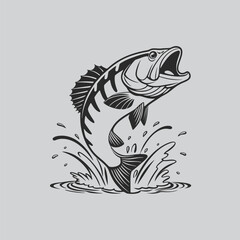 Large mouth Bass Fishing Passion Logo Concept