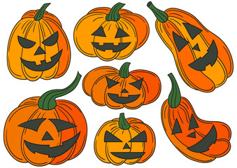 Set of illustrations for postcards, flyers, banners