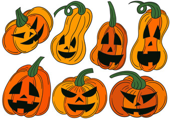 Set of illustrations for postcards, flyers, banners