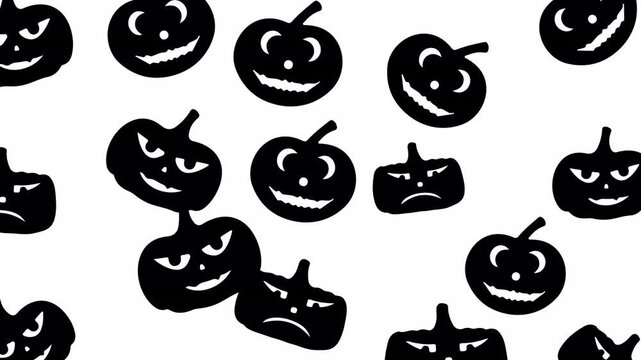 Whimsical pattern of pumpkin doodles swirling in playful rhythm crafted for seamless wallpaper loops, autumn design templates, seasonal motion graphics and cozy home decor visuals